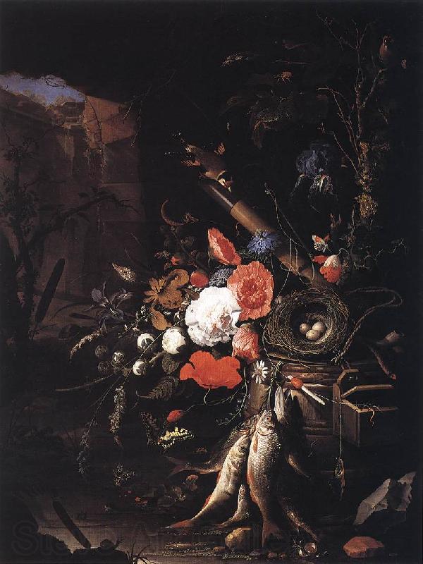 MIGNON, Abraham Still-Life with Fishes and Bird Nest sg